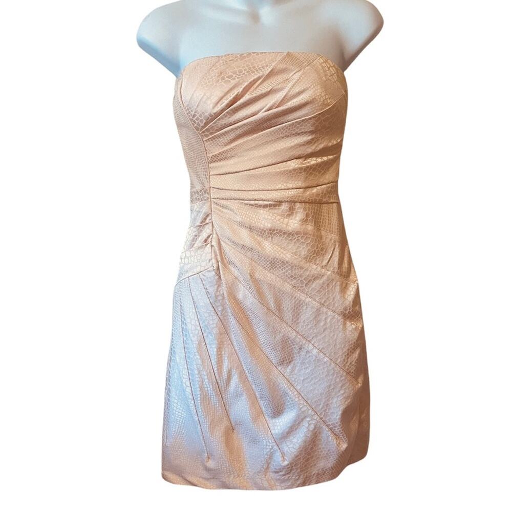 Jodi Kristopher strapless snakeskin print formal dress